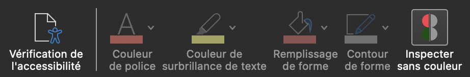 Option de vérification des couleurs dans PowerPoint.