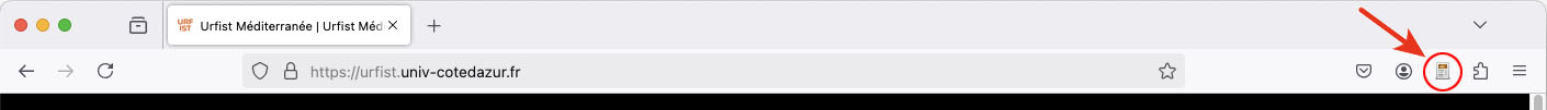 Icône web du navigateur Firefox différent selon la page affichée