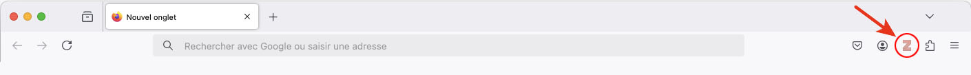 Zotero Z icon in the Firefox browser on launch.