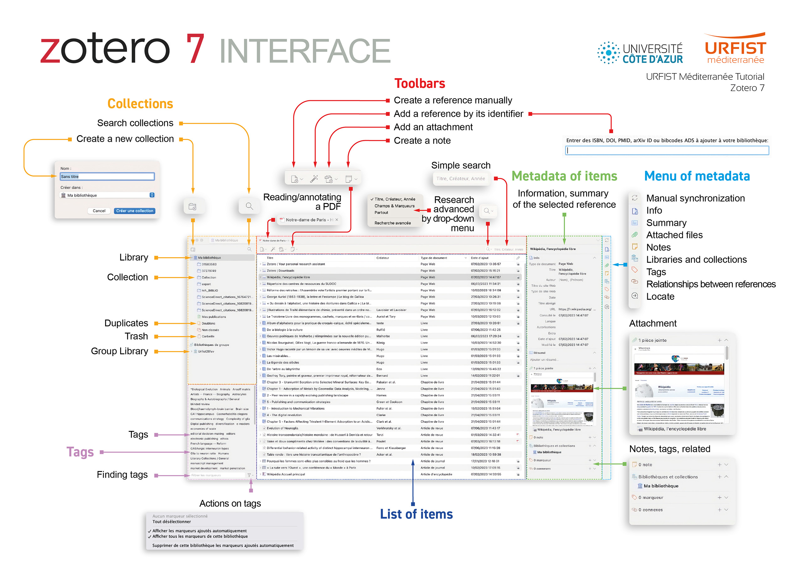 Details of the Zotero 7 interface.