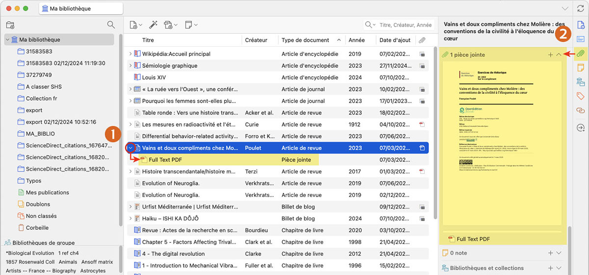 Zotero screenshot showing the full-text PDF displayed as an attachment.